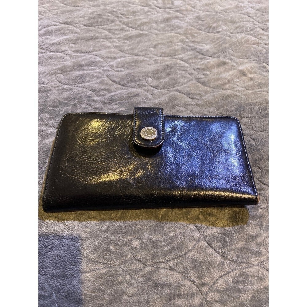 Danier Black Leather Wallet Red Interior